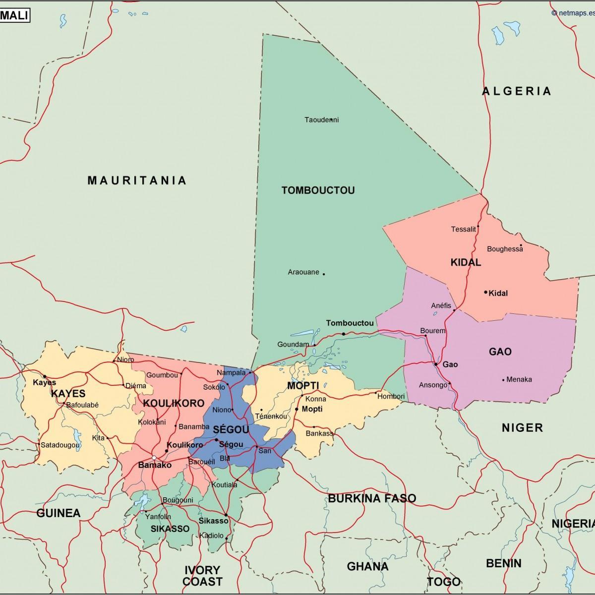 Kat jeyografik nan politik Mali